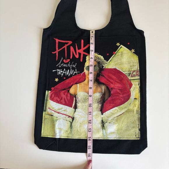 Via Penny Lane Reworked Apparel | P!NK Beautiful Trauma Black Canvas Tote Bag OS - Picture 3 of 5